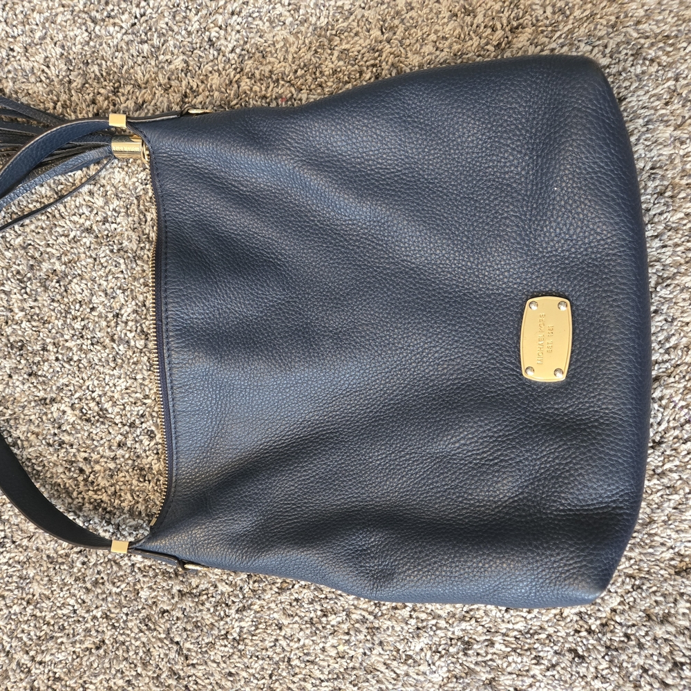 Michael Kors Navy Leather Shoulder Bag